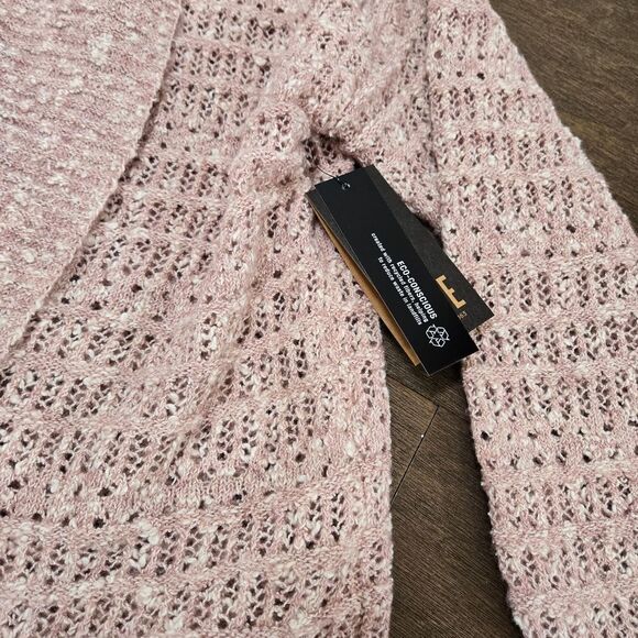 $108 Frye Knit Open Front Cardigan Sweater Women’s Size L Pale Mauve - Picture 3 of 9